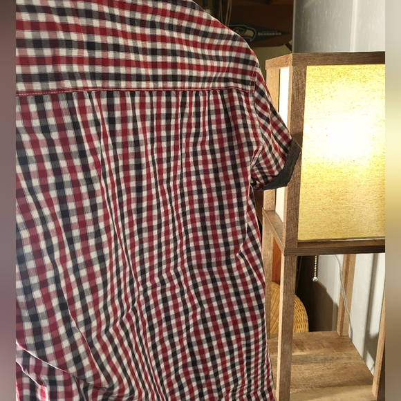 MBX Denim Wear Men's Short Sleeve Button Shirt Red/Blue Size M - Picture 11 of 16